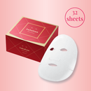 Lululun face mask packaging with a white mask on a pink background