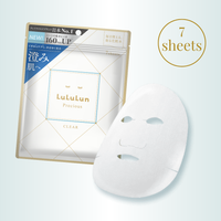 LuLuLun sheet mask packaging with a single mask on a light blue background