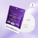 Purple package of Lululun Hydra-Ex-Mask with a white mask sheet on a purple background