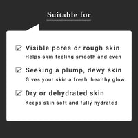 Text box with skin care suitability criteria on a black background
