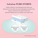 LuLuLun PURE EVERYS sheet mask with layers and text on a pink background