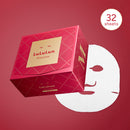 Lululun face mask box with a single mask on a red background